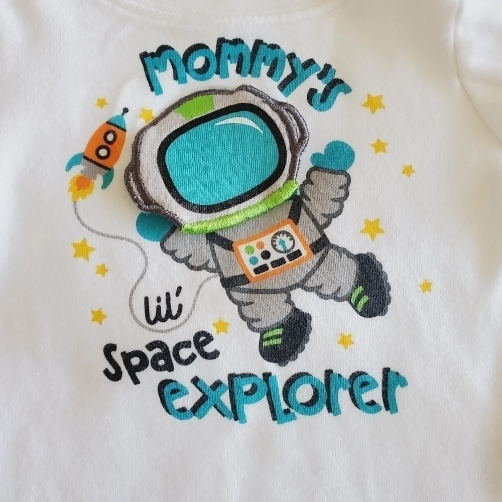 K1313 * Garanimals Mommy's Lil Space Explorer Bodysuit White Size 0-3M